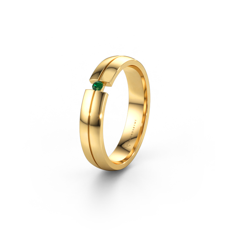 Immagine di Fede nuziale WH0254L24X 585 oro ±4 x 1,5 mm Smeraldo