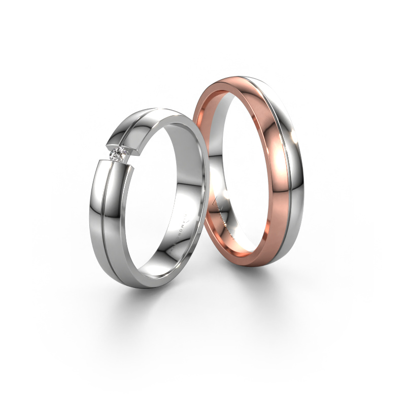 Image of Friendship rings set WH0254LM24XP ±0.16x0.06 in 14 Carat white gold Diamond 0.03 crt