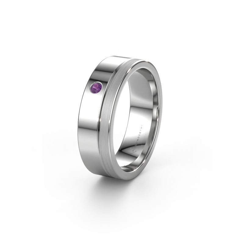 Image of Wedding ring WH0301L16APM 585 white gold ±0.24x0.07 in Amethyst