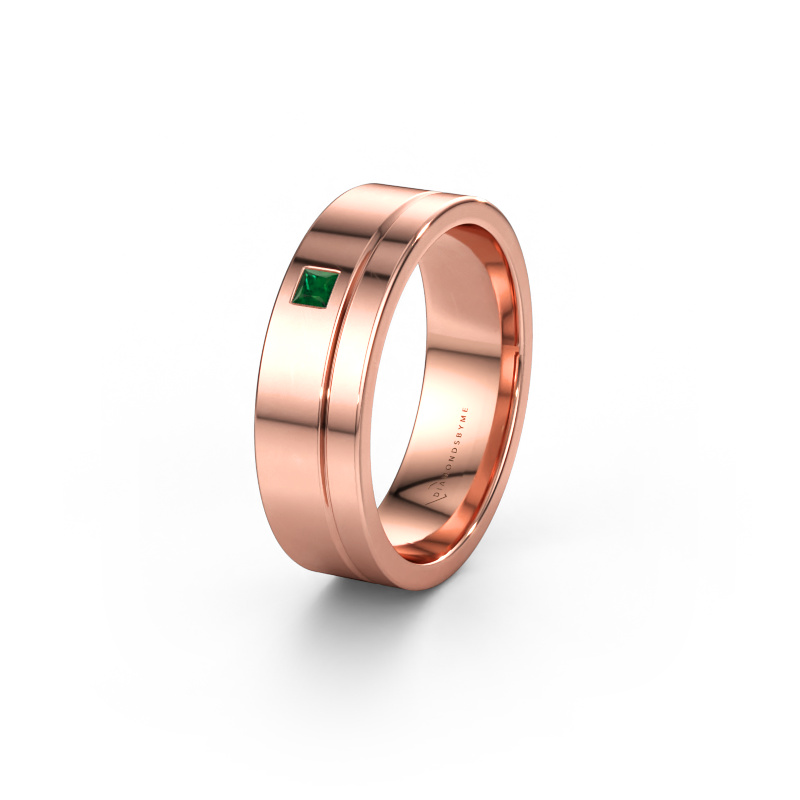 Immagine di Fede nuziale WH0301L16APSQ 585 oro rosa ±6 x 1,7 mm Smeraldo