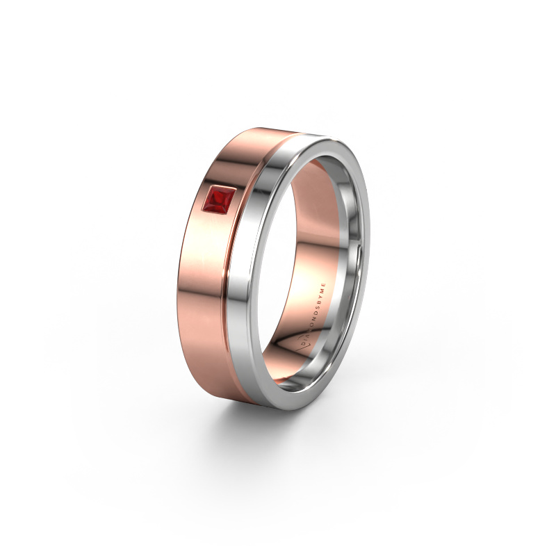 Image of Wedding ring WH0301L16APSQ 585 rose gold ±0.24x0.07 in Ruby