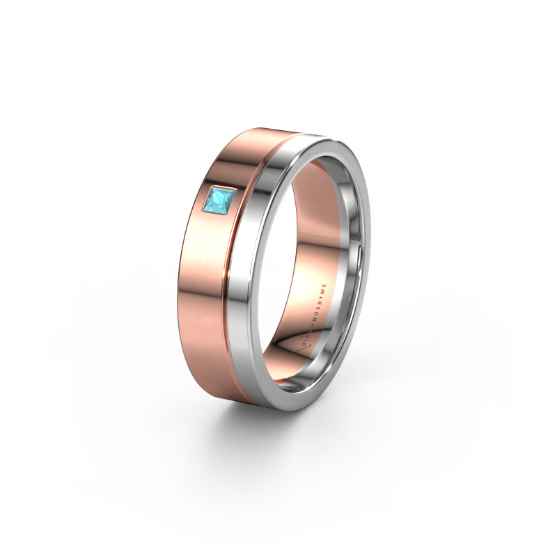 Image of Wedding ring WH0301L16APSQ 585 rose gold ±0.24x0.07 in Blue topaz