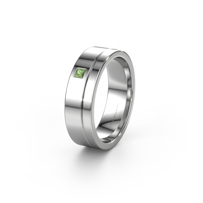 Image of Wedding ring WH0301L16APSQ 950 platinum ±0.24x0.07 in Tourmaline green