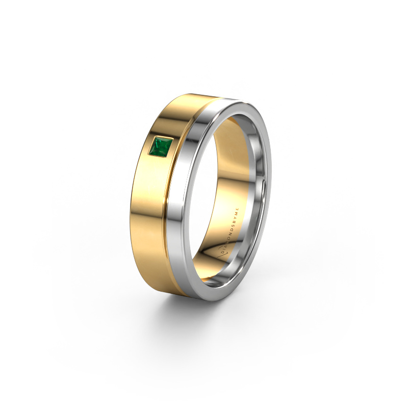 Image of Wedding ring WH0301L16APSQ 585 gold ±0.24x0.07 in Emerald