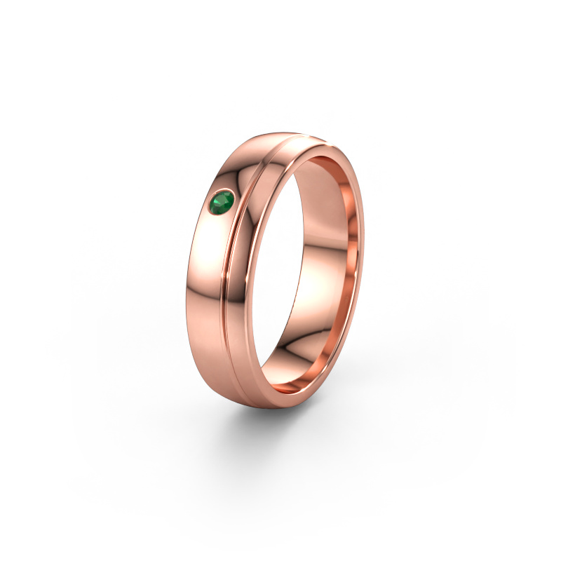 Immagine di Fede nuziale WH0301L25AP 585 oro rosa ±5 x 1,7 mm Smeraldo