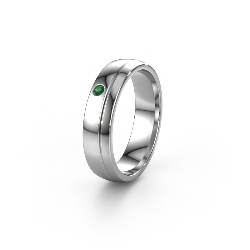 Image of Wedding ring WH0301L25AP 950 platinum ±0.20x0.07 in Emerald