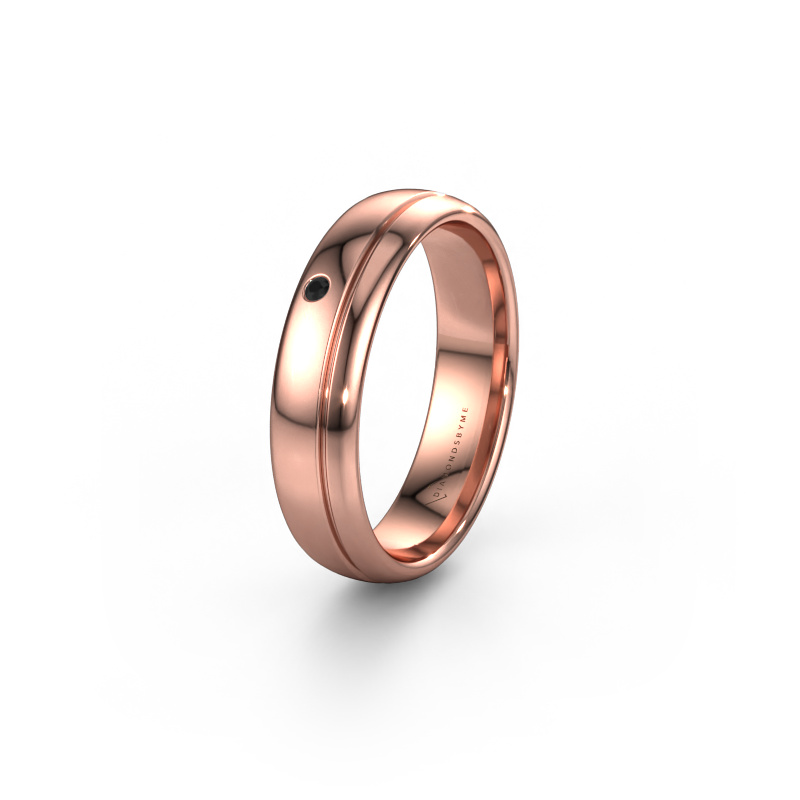 Image of Wedding ring WH0301L35AP 585 rose gold ±5x1.7 mm Black diamond