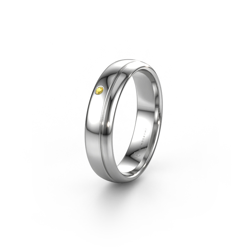 Image of Wedding ring WH0301L35AP 950 platinum ±0.20x0.07 in Yellow sapphire