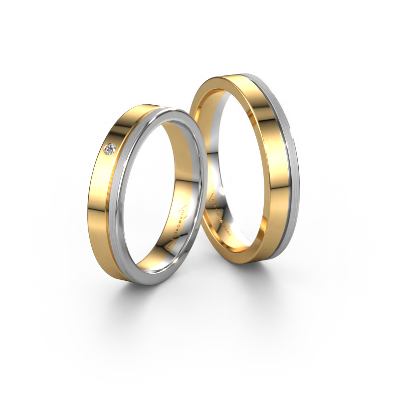 Image of Wedding rings set WH0301LM14APM ±0.16x0.07 in 14 Carat gold Diamond 0.012 crt