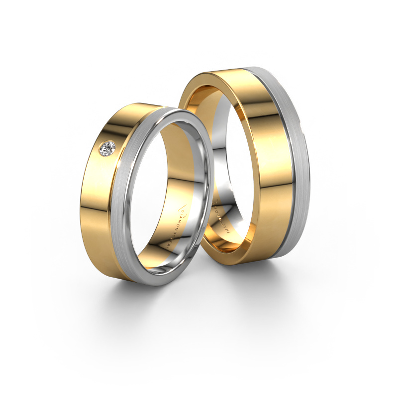 Bild von Eheringe set WH0301LM16APM ±6x1.7 mm 14 Karat Gold Diamant 0.03 crt