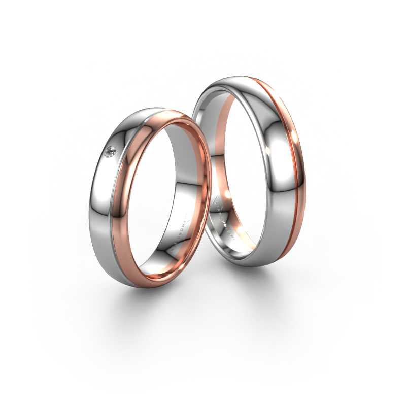 Image of Wedding rings set WH0301LM35AP ±0.20x0.07 in 14 Carat white gold Diamond 0.012 crt