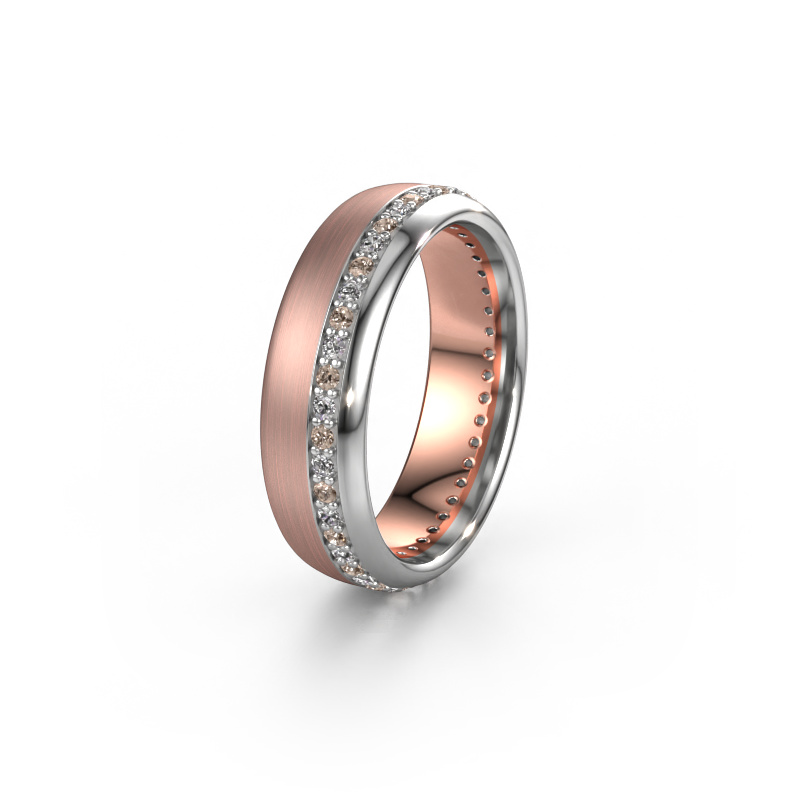 Image of Wedding ring WH0303L36BMP 585 rose gold ±0.24x0.08 in Brown diamond