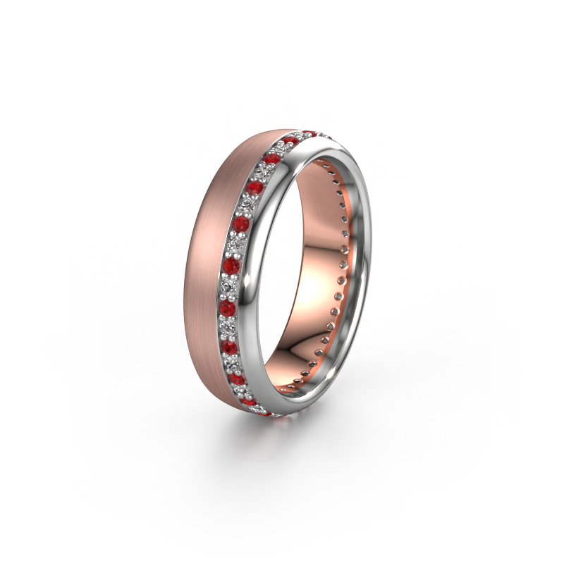Image of Wedding ring WH0303L36BMP 585 rose gold ±0.24x0.08 in Ruby