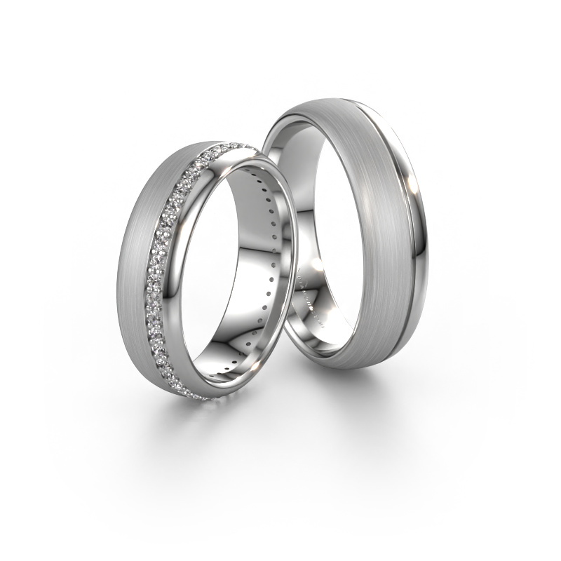 Image of Wedding rings set WH0303LM36BMP ±6x2 mm 14 Carat white gold Diamond 0.01 crt