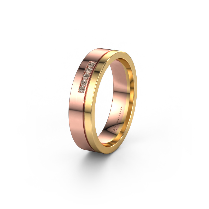 Image of Wedding ring WH0307L15AP 585 rose gold ±0.20x0.07 in Brown diamond