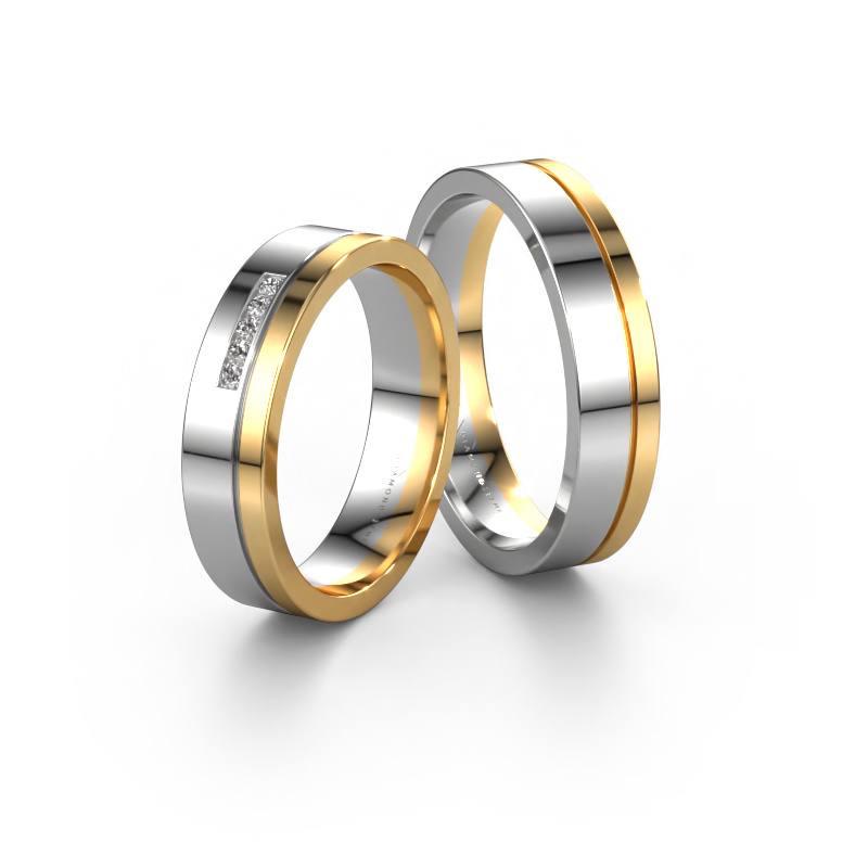 Image of Wedding rings set WH0307LM15AP ±0.20x0.07 in 14 Carat white gold Diamond 0.012 crt