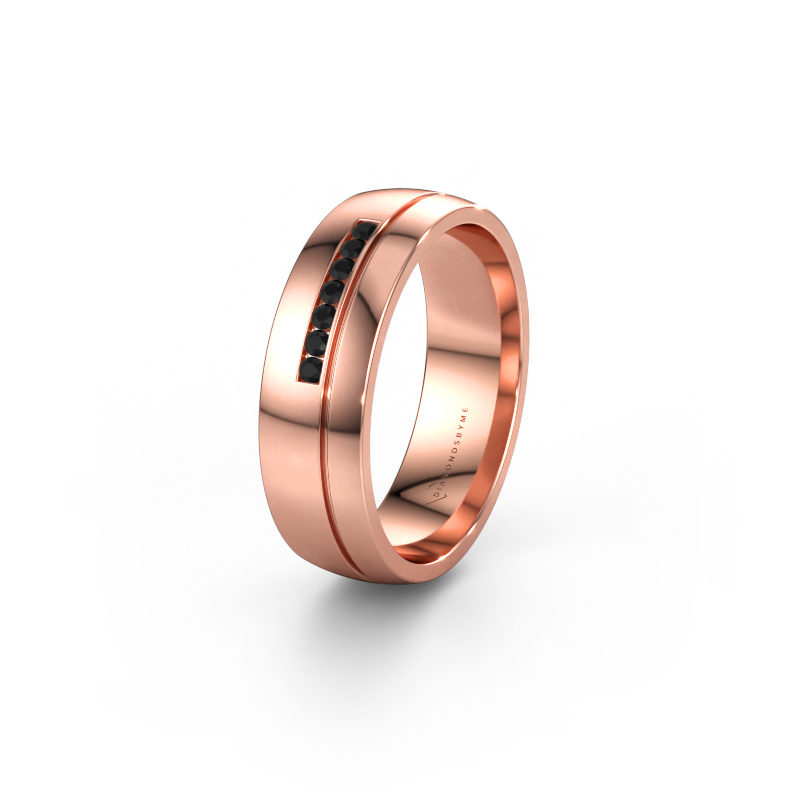 Immagine di Fede nuziale WH0308L26AP 585 oro rosa ±6 x 1,7 mm Diamante nero