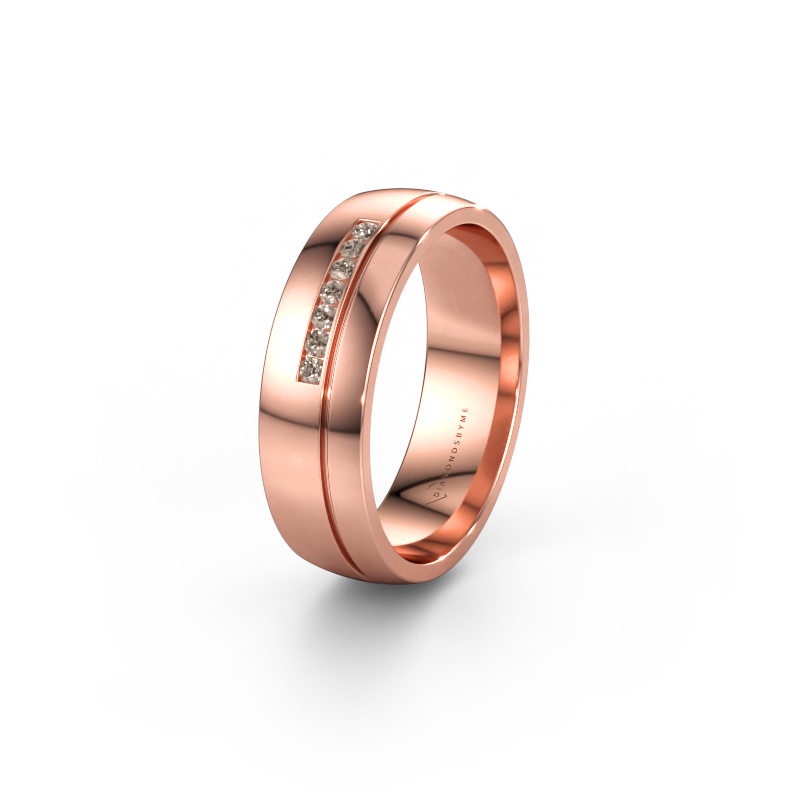 Immagine di Fede nuziale WH0308L26AP 585 oro rosa ±6 x 1,7 mm Diamante marrone