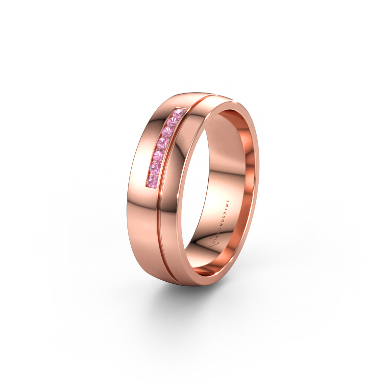 Bild av Vigselring WH0308L26AP 585 roséguld ±6 x 1,7 mm Rosa safir