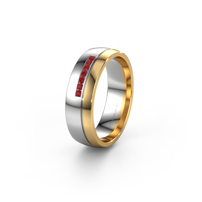 Afbeelding van Trouwring WH0308L26AP 585 witgoud ±6x1.7 mm Robijn