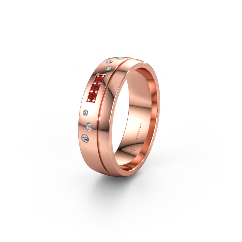 Bild av Vigselring WH0310L26AP 585 roséguld ±6 x 1,7 mm Rubin