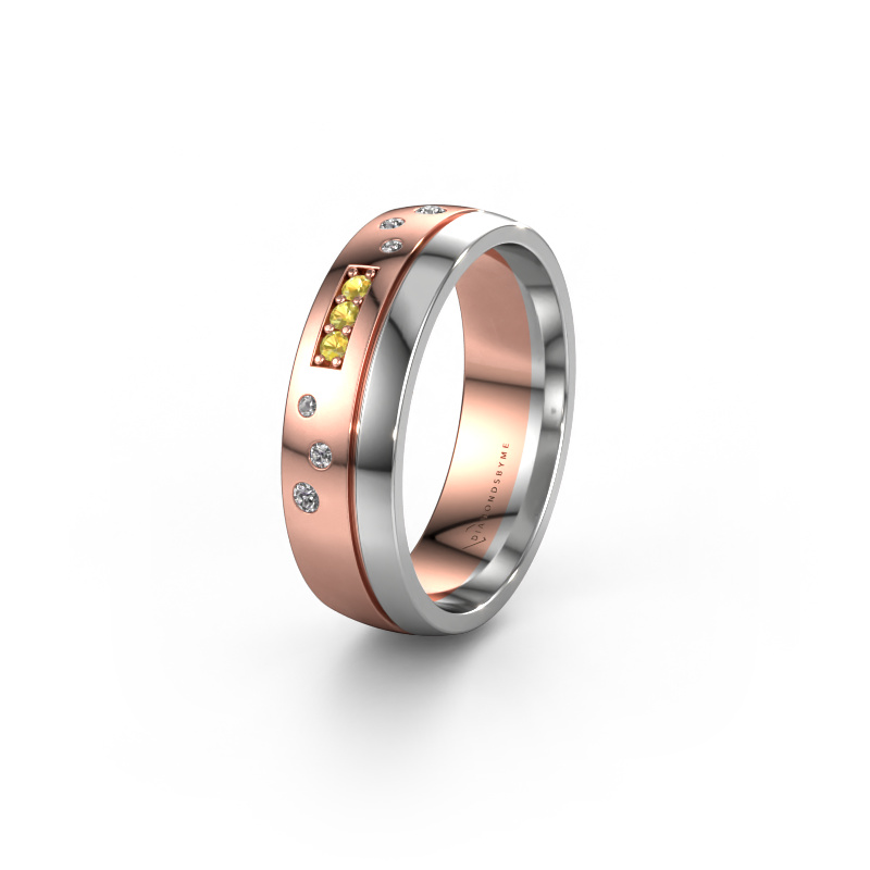 Image of Wedding ring WH0310L26AP 585 rose gold ±0.24x0.07 in Yellow sapphire