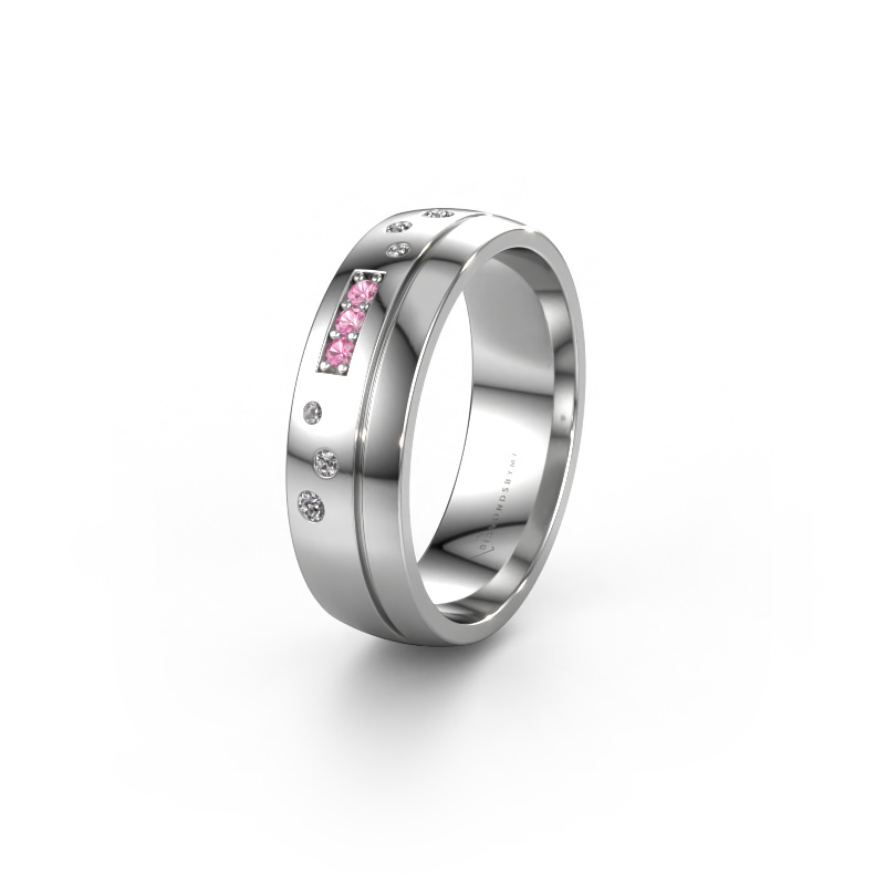 Image of Wedding ring WH0310L26AP 950 platinum ±0.24x0.07 in Pink sapphire