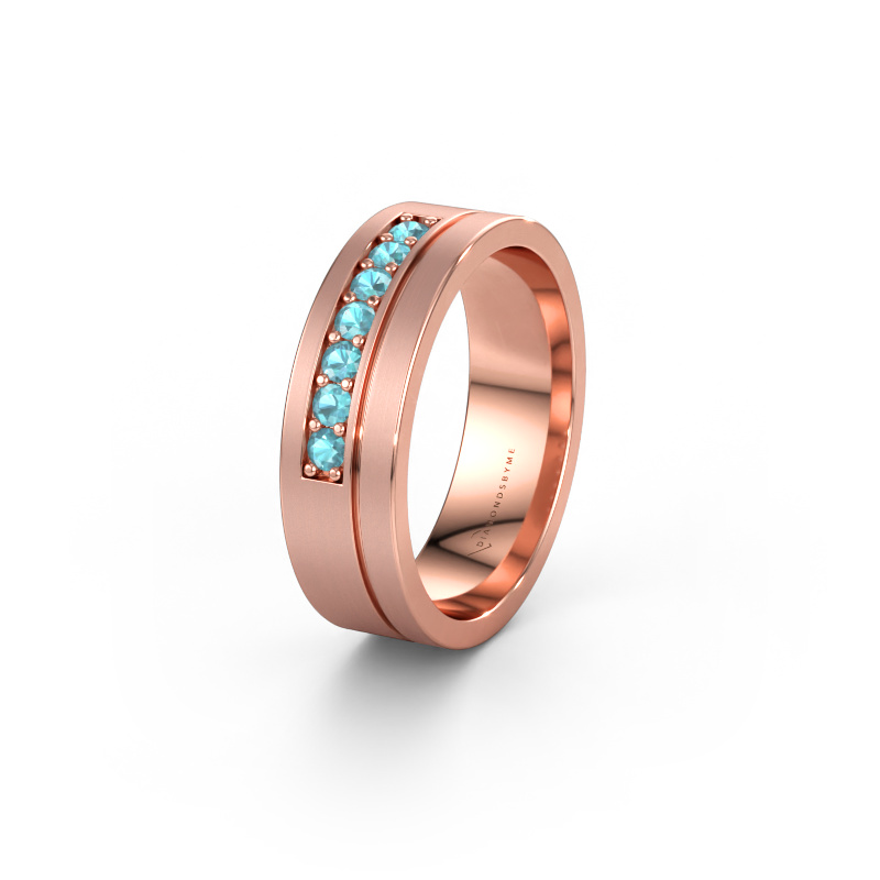 Bild av Vigselring WH0312L16AM 585 roséguld ±6 x 1,7 mm Blå topas