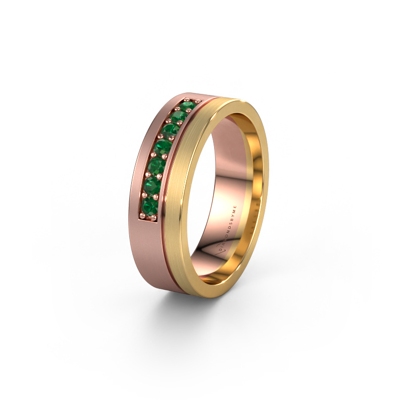 Image of Wedding ring WH0312L16AM 585 rose gold ±0.24x0.07 in Emerald