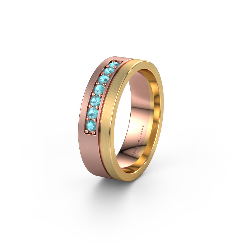 Image of Wedding ring WH0312L16AM 585 rose gold ±0.24x0.07 in Blue topaz
