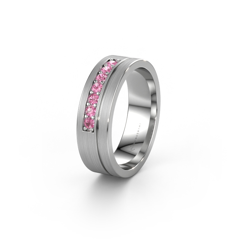 Image of Wedding ring WH0312L16AM 950 platinum ±0.24x0.07 in Pink sapphire