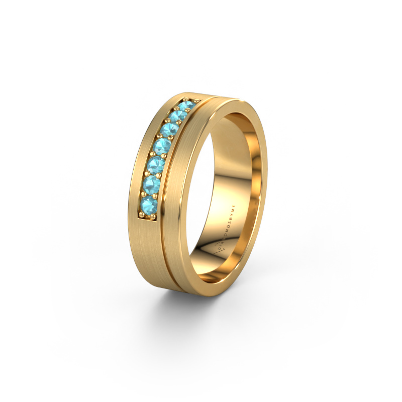 Image of Wedding ring WH0312L16AM 585 gold ±0.24x0.07 in Blue topaz