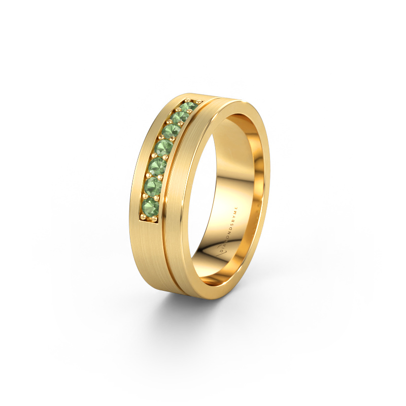 Bild av Vigselring WH0312L16AM 585 gult guld ±6 x 1,7 mm Grön turmalin
