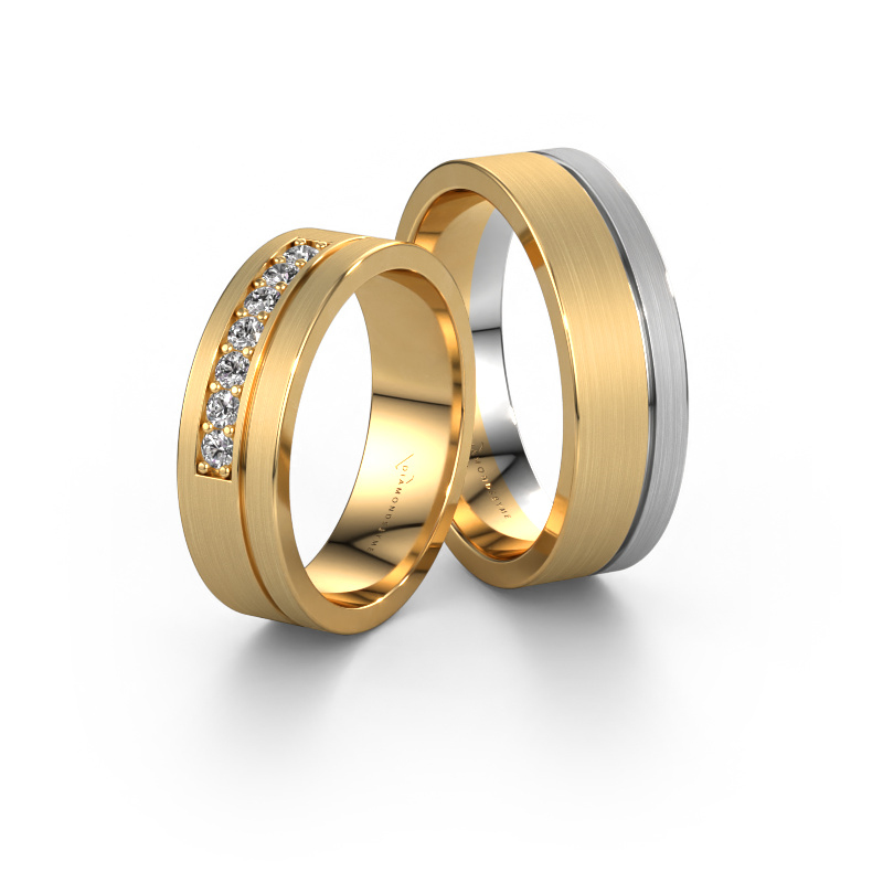 Bild von Eheringe set WH0312LM16AM ±6x1.7 mm 14 Karat Gold Diamant 0.03 crt