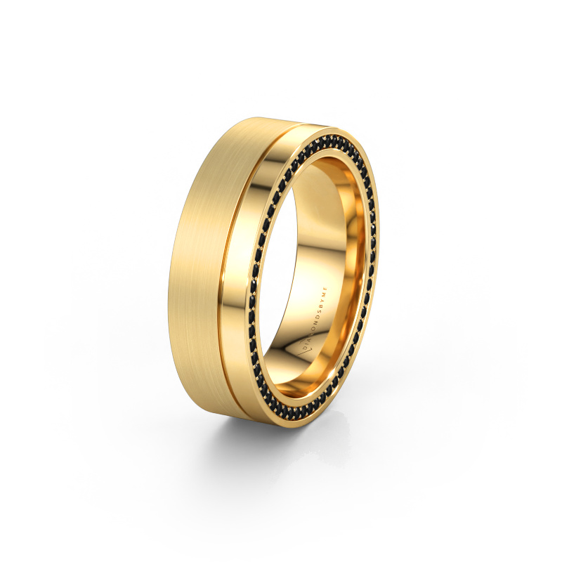 Immagine di Fede nuziale WH0313L16B 585 oro ±6 x 2 mm Diamante nero