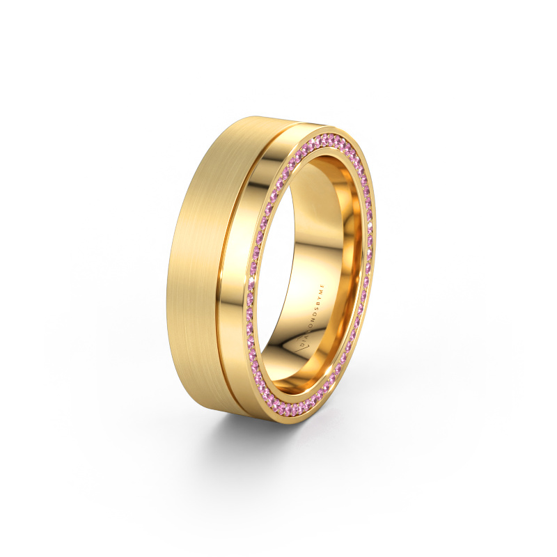 Immagine di Fede nuziale WH0313L16B 585 oro ±6 x 2 mm Zaffiro rosa