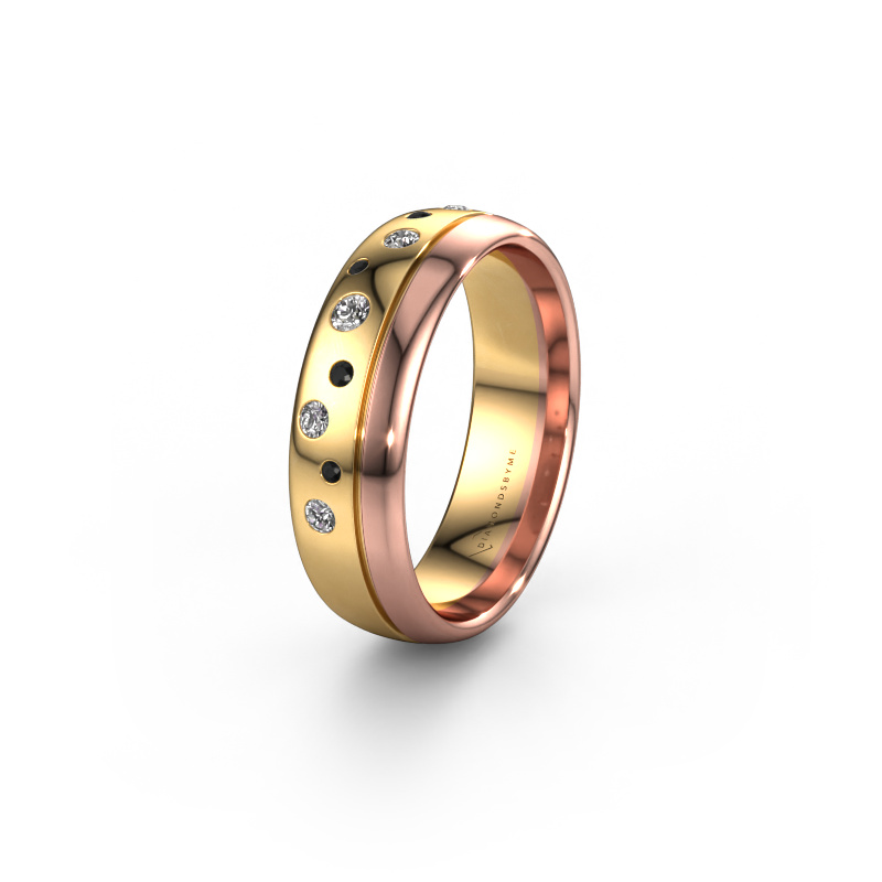 Image of Wedding ring WH0317L36AP 585 gold ±0.24x0.07 in Black diamond