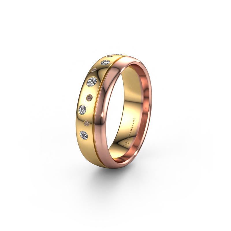 Image of Wedding ring WH0317L36AP 585 gold ±0.24x0.07 in Brown diamond