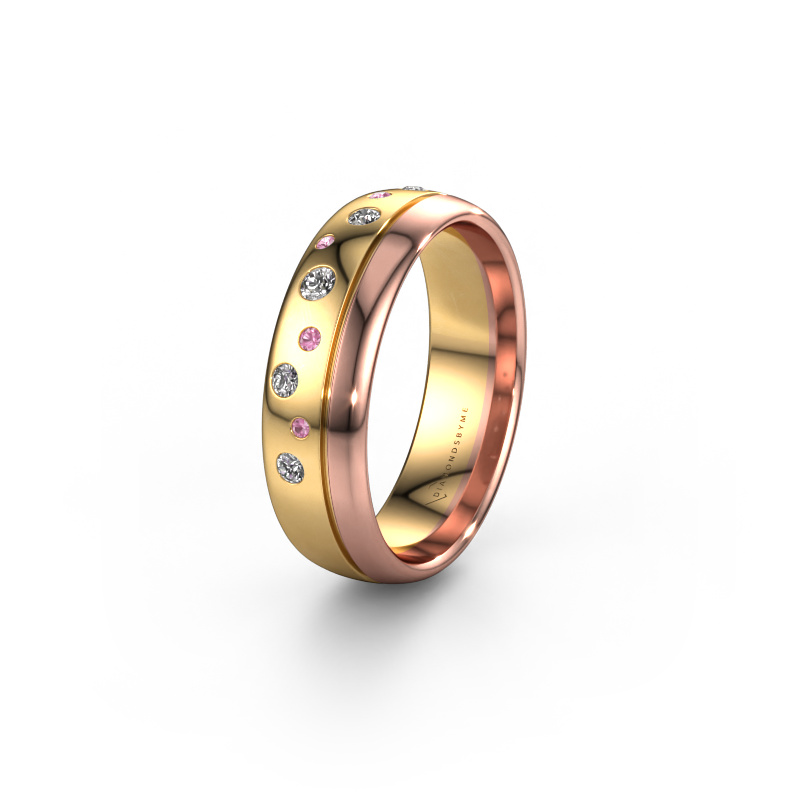 Image of Wedding ring WH0317L36AP 585 gold ±6x1.7 mm Pink sapphire