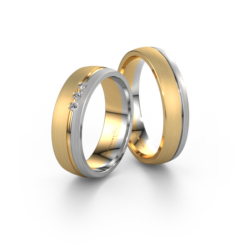 Image of Wedding rings set WH0322LM25AM ±5x1.7 mm 14 Carat gold Diamond 0.02 crt