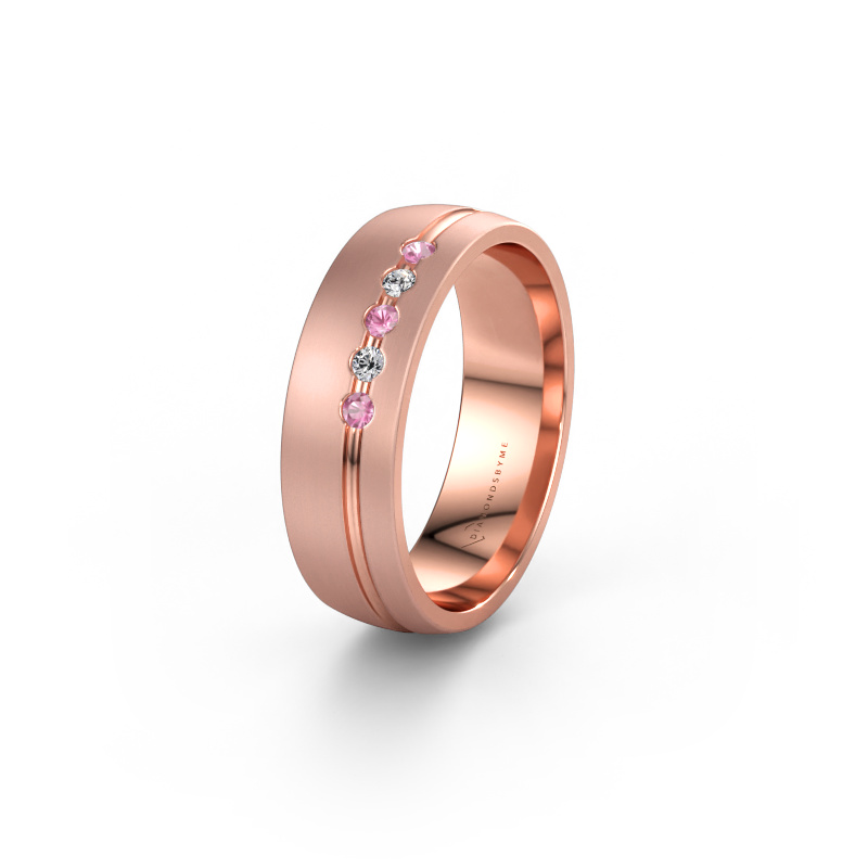 Bild av Vigselring WH0323L25AM 585 roséguld ±6 x 1,7 mm Rosa safir