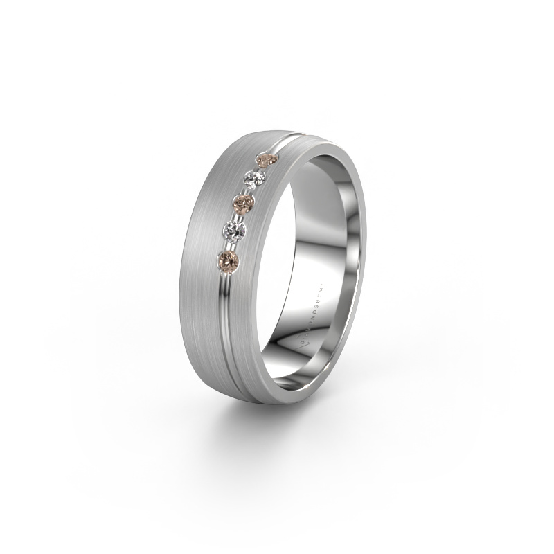 Image of Wedding ring WH0323L25AM 950 platinum ±6x1.7 mm Brown diamond
