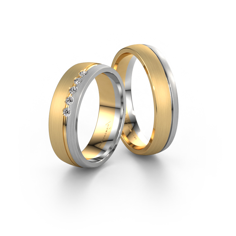 Image of Wedding rings set WH0323LM25AM ±5x1.7 mm 14 Carat gold Diamond 0.02 crt