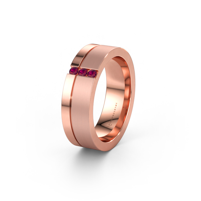 Immagine di Fede nuziale WH0327L16B 585 oro rosa ±6 x 2 mm Rodolite