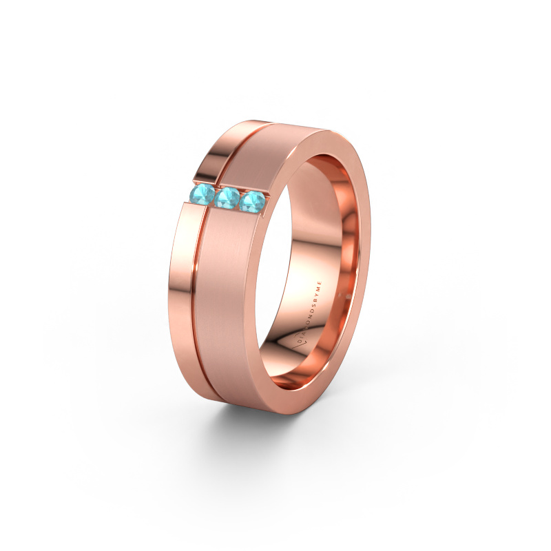Bild av Vigselring WH0327L16B 585 roséguld ±6 x 2 mm Blå topas