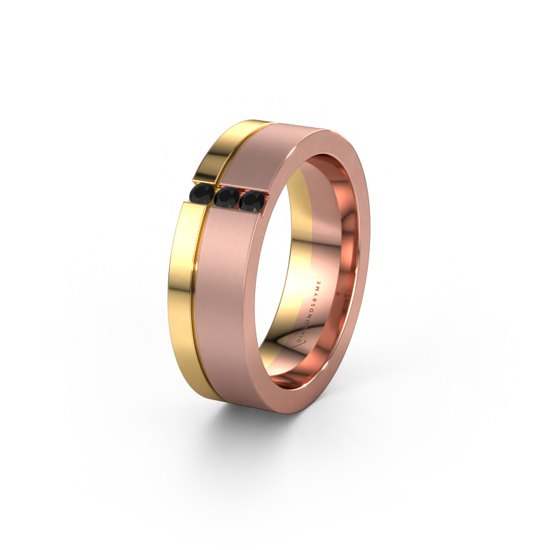 Image of Wedding ring WH0327L16B 585 rose gold ±6x2 mm Black diamond