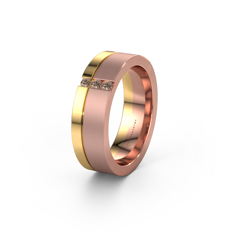 Image of Wedding ring WH0327L16B 585 rose gold ±0.24x0.08 in Brown diamond