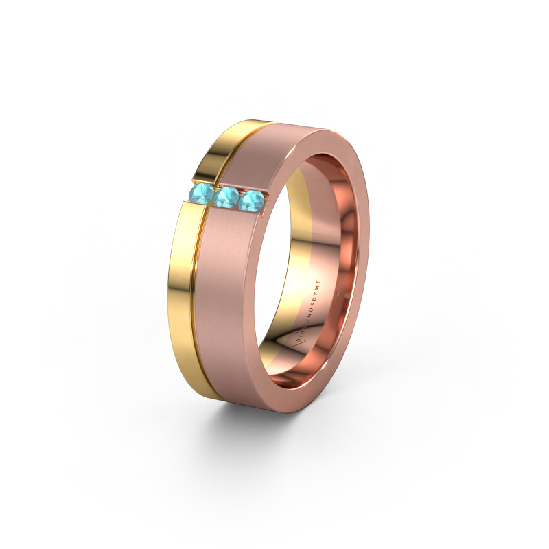 Bild von Trauring WH0327L16B 585 Roségold ±6x2 mm Blau Topas