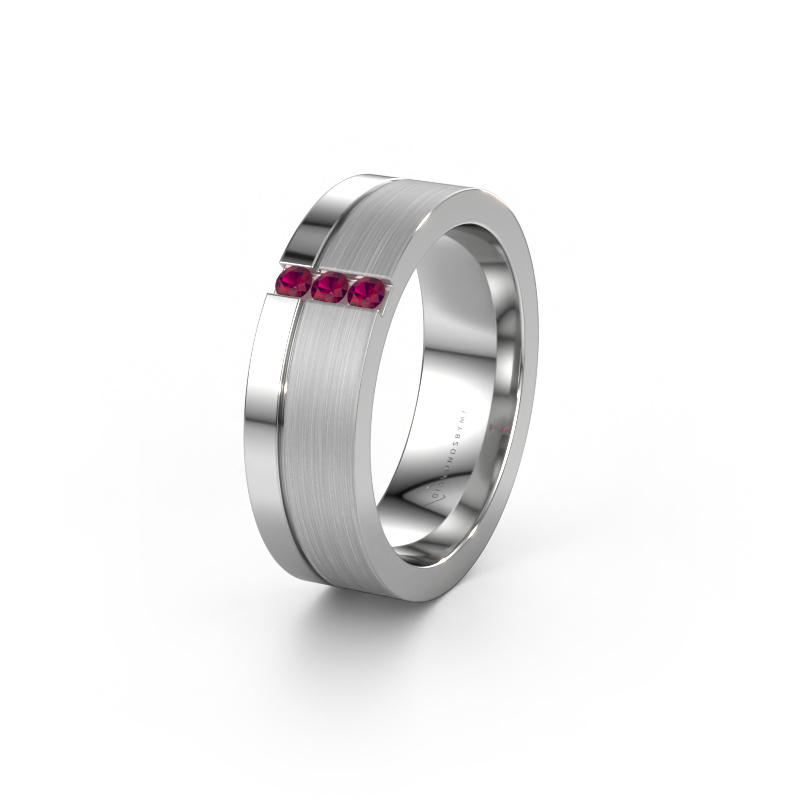 Image of Wedding ring WH0327L16B 950 platinum ±0.24x0.08 in Rhodolite