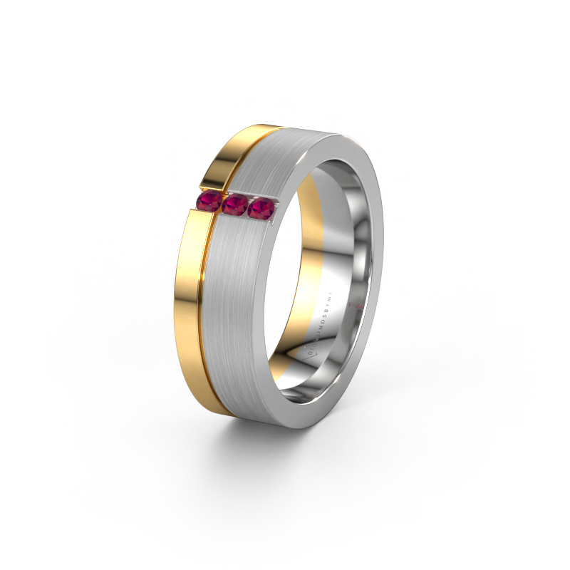 Bild von Trauring WH0327L16B 585 Weißgold ±6x2 mm Rhodolit